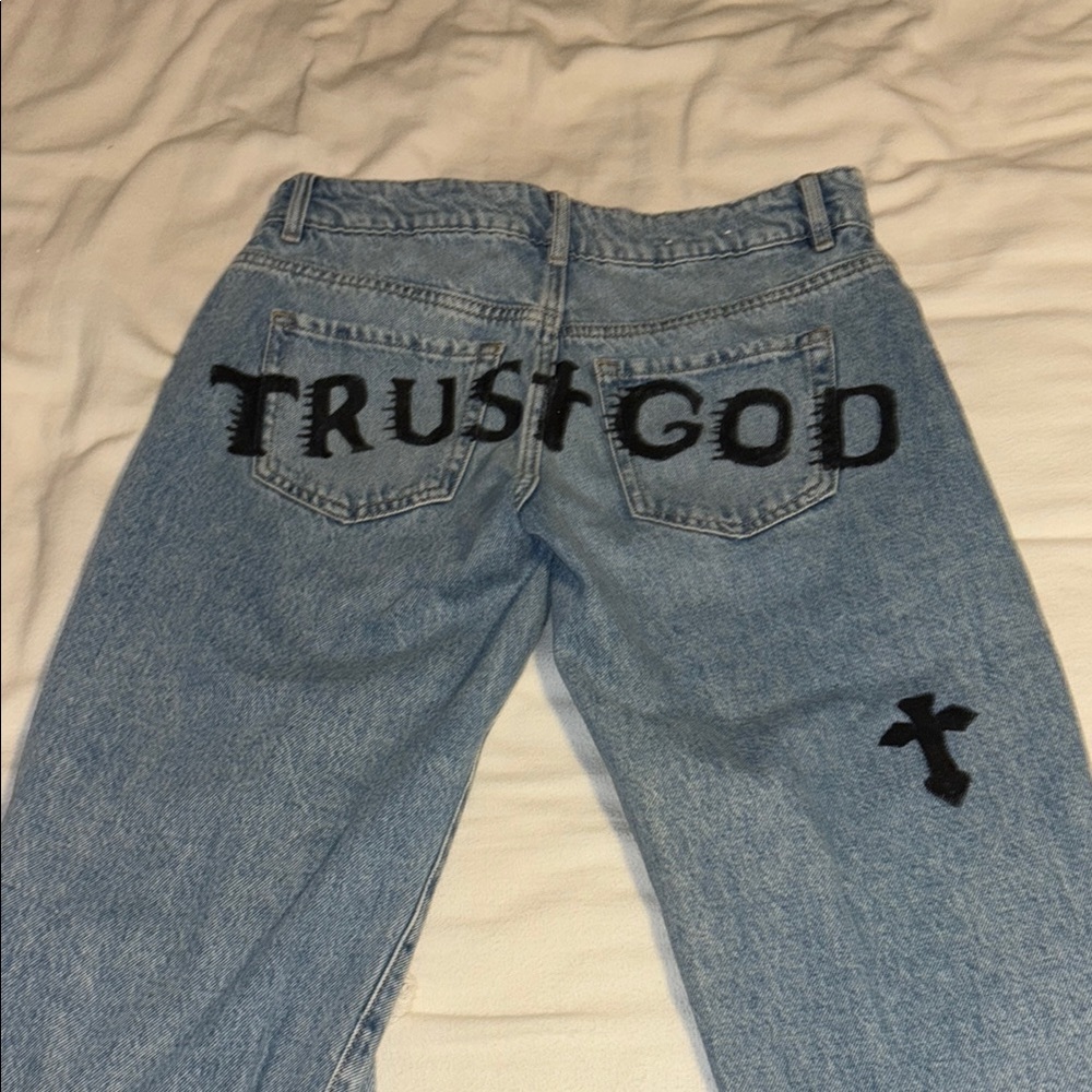 Custom Hand Painted Ripped Jeans Size 0
